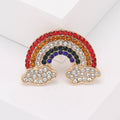 Rainbow Crystal Cloud Brooch Arched Bands Rose Gold view 6