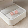 Matte Soft Pink Open Center Flower Mini Stud Earrings view 1