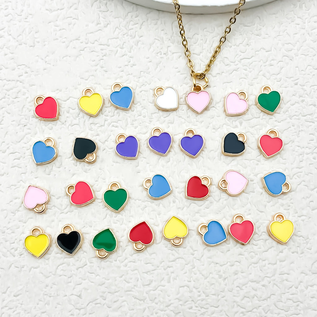 Enamel Zinc Alloy Mini Heart Charm Pendant for DIY Earrings Necklace Jewelry Making — 6×8mm