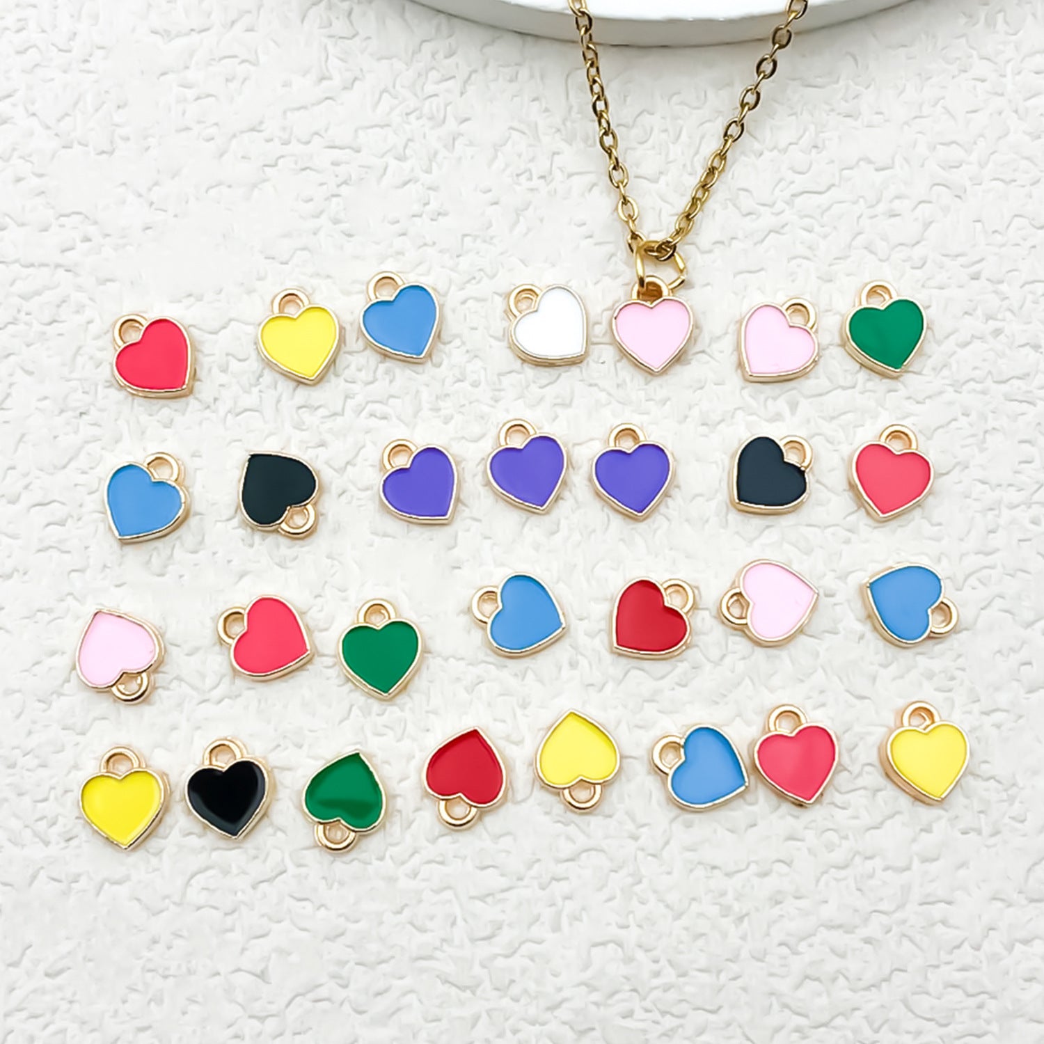 Enamel Zinc Alloy Mini Heart Charm Pendant for DIY Earrings Necklace Jewelry Making — 6×8mm