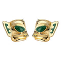 Gold Abstract Face Mask Stud Earrings Green Enamel Eyes view 5