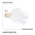 Crystal Swan Feather Brooch Gold Tone White Pink Black view 6