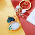 Cat Eye Gourd Keychains With Bead Cluster and Gold Tone Ring view 2