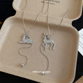 Silver Tone Crystal Reindeer Pendant Necklaces Pendant Jewelry view 4