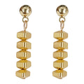 Metal Ball Post Faceted Bead Bar Drop Earrings Two Tones view 5