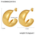 Chunky Polished C Shape Hoop Earrings Gold Silver Stainless view 6