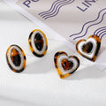 Tortoiseshell Heart and Oval Crystal Halo Stud Earrings view 1
