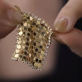 Woven Metal Mesh Square Statement Stud Earrings For Women view 3