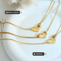 Irregular Open Heart Pendant Necklace Gold Tone Chain view 2