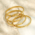 Hammered Gold Bangle Micro Set Zirconia Stone Bracelet view 4