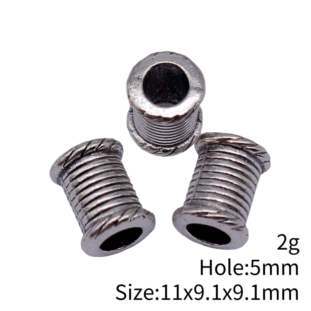 11x9.1x9.1mm 2g Antique Silver Zinc Alloy Round Rope Pattern Large Hole Beads for Bracelet Making