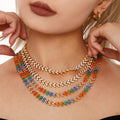 Triangle Cluster Zircon Link Necklaces Gold Steel White Mix view 3