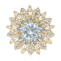 Openwork Sunflower Brooch Clear Marquise Center Crystal view 1