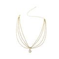 Gold Multilayer Teardrop Clear Look Pendant Necklace view 5