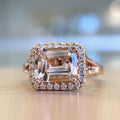 Rose Gold Tone Champagne Crystal Halo Ring with Polished Finish view 1
