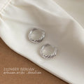 Twisted Rope Circular Huggie Hoop Earrings Silver Gold Tone view 4