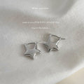 Silver-Tone Polished Five-Point Star Huggie Hoop Earrings view 4