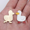 Gold Tone White Duck Enamel Charm with Yellow Beak view 1