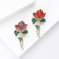Crystal Rose Stem Brooch Red Magenta Pink Two Color Styles view 3