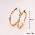Gold Tone Open Link Chain Hoop Earrings With Geometric Shape view 5