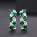 Blue or Green Teardrop CZ Silver Huggie Hoop Earrings view 2