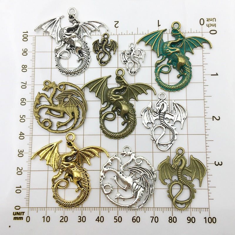 Antique Zinc Alloy Flying Dragon Pterosaur Charm Pendant for DIY Necklace Jewelry Making