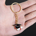 Black Graduation Cap and Diploma Enamel Charm Keychain view 3