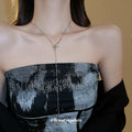 Silver Snake Chain Twisted Metal Knot Lariat Necklace view 1