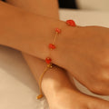 Gold Chain Coral Pink Natural Stone Necklace Bracelet view 4