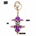 Rhinestone Enamel Scarecrow Keychain Gold Tone Clasp view 2