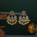 Green White and Red Ornate Beaded Chandelier Earrings view 4