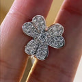 Clear Crystal Four Petal Flower Stud Earrings Polished Jewelry Accessory view 2