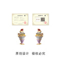 Gold Tone Purple Ice Cream Cup And Color Stone Stud Earrings view 3