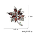 Crystal Flower Leaf Brooch in Navy Blue or Burgundy view 5