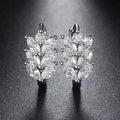 Marquise Leaf Wheat Huggie Earrings Gold Silver Tones view 4