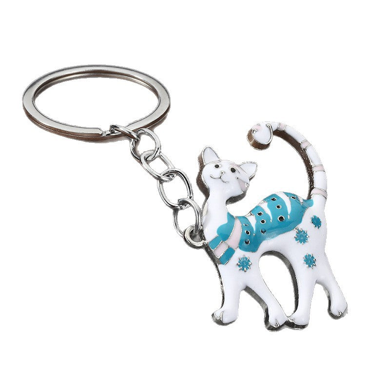 Cute Enamel Cat Alloy Keychain Bag Charm Accessory Gift