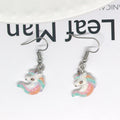 Silver Tone Glitter Pastel Unicorn Head Hook Earrings view 4