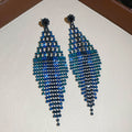 Beaded Diamond Fringe Earrings in Three Color Options view 7
