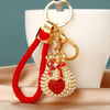 Red-Braided Red Pearl-Heart-Pouch