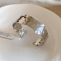 Silver Hammered Cuff and Crystal Cross Leather Bracelet view 6