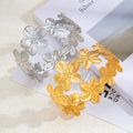 Layered Flower Branch Open Cuff Bracelet in Two Finishes view 2
