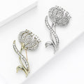 Gold Silver Tone Clear Rhinestone Tulip Flower Brooch view 3
