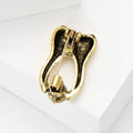 Tooth Outline Brooch with Dangling Clear Stone Decorative Lapel Pin view 3