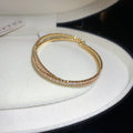 Double Row Clear Crystal Hinged Bangle In Silver Tone Or Gold Tone view 7