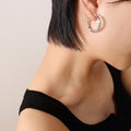 Gold Steel Faceted Cube Bead Hoop Earrings and Bracelet view 6