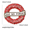 Red Poppy Remembrance Wreath Enamel Metal Brooch Pin view 6