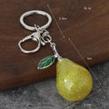 Glitter Pear Keychain With Leaf Charm, Split Ring And Lobster Clasp view 2