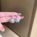 Silver Tone Clear Crystal Oval Drop Earrings in Two Designs view 7