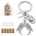 Silver Cowboy Boots Hat Horseshoe Charm Keychain Western view 4