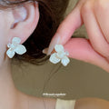 White Floral Crystal Earrings in Three Gold and Silver Styles view 6